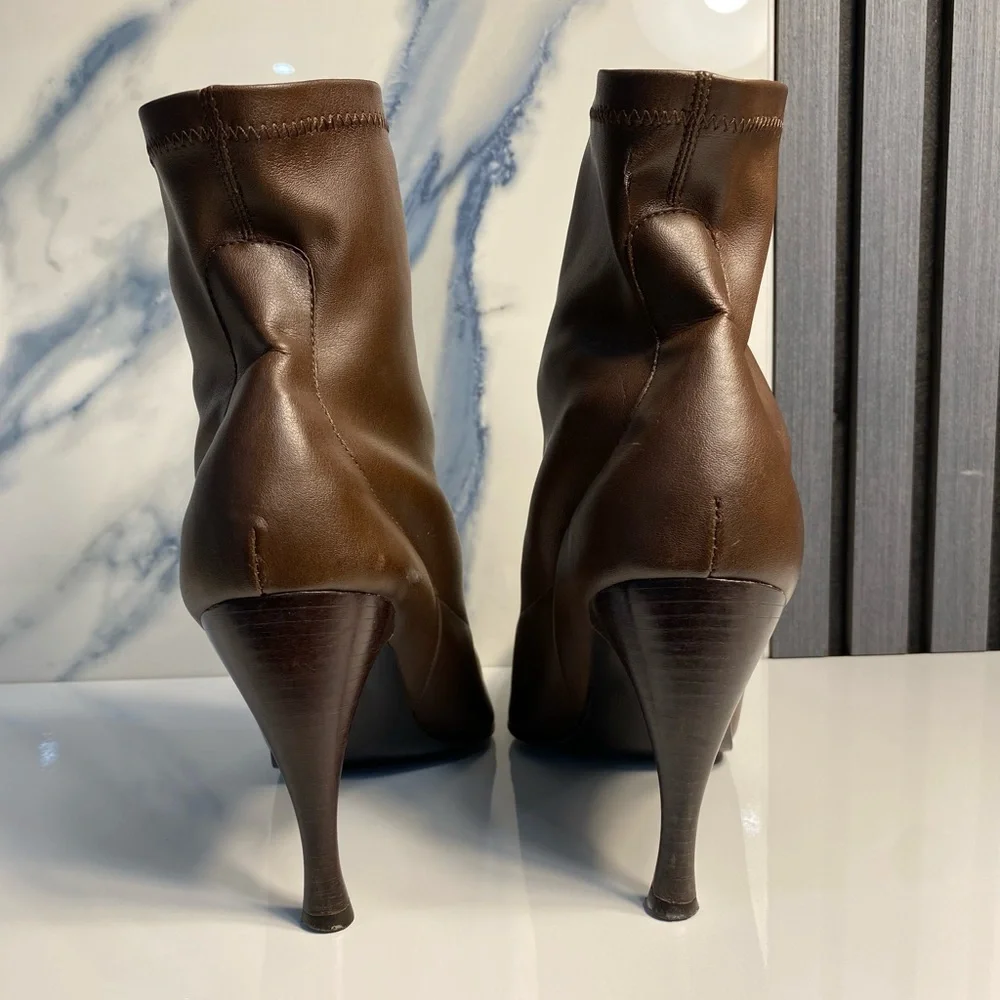 Gianni Fermani Elegant Brown Leather Ankle Boots Made in Brazil Size 9.5 - Picture 4 of 11